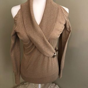 Gold cold shoulder sweater